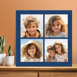 Creëer Uw eigen instagram Collage Navy 4 Afbeeldin Canvas Afdruk