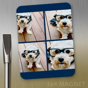 Creëer Uw eigen instagram Collage Navy 4 Afbeeldin Magneet