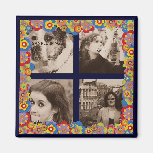 Creëer Uw eigen Instagram Foto's Trippy Flowers Magneet (Voorkant)