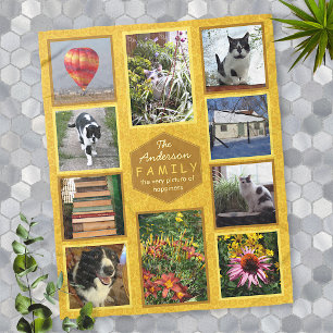 Creëer Uw eigen installagram Foto Familienaam Hone Fleece Deken