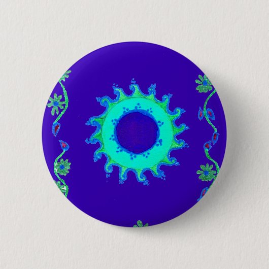 Creëer Uw eigen Iridescent Blue Floral Art Ronde Button 5,7 Cm (Voorkant)