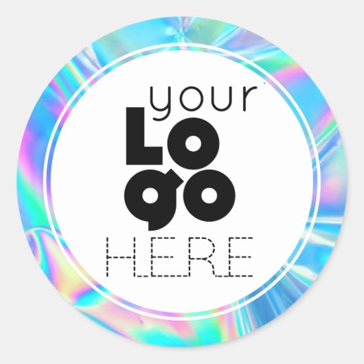 Creëer Uw eigen Iridescent Faux Holographic Logo Ronde Sticker (Voorkant)