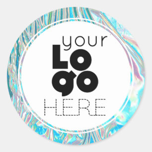Creëer Uw Eigen Iridescent Faux Liquid Folie Logo Ronde Sticker