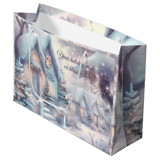 Creëer Uw eigen iriserende besneeuwde kerstdorp Groot Cadeauzakje (Voorkant Gekanteld)