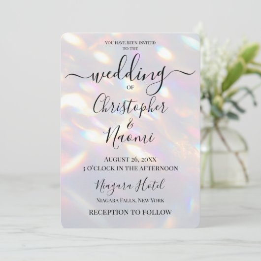 Creëer uw eigen iriserende lichten bruiloft kaart (Staand voorkant)