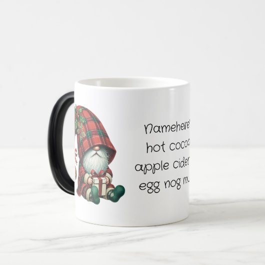 Creëer Uw eigen Jingle Christmas Plaid Gnome Magische Mok (Voorkant links)