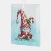 Creëer Uw eigen Jolly Peppermint Christmas Gnome Glas Ornament (Voorkant links)