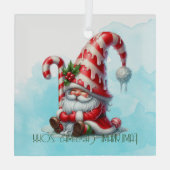 Creëer Uw eigen Jolly Peppermint Christmas Gnome Glas Ornament (Achterkant)