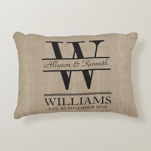 Creëer Uw eigen Jubileum Burlap Decoratief Kussen (Voorkant)