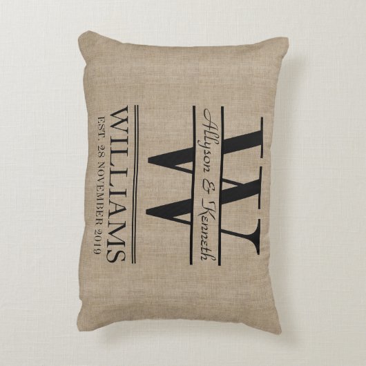 Creëer Uw eigen Jubileum Burlap Decoratief Kussen (Achterkant (Verticaal))