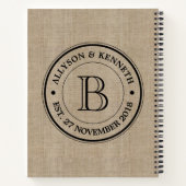Creëer Uw eigen Jubileum Burlap Notitieboek (Achterkant)