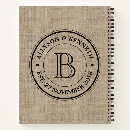 Creëer Uw eigen Jubileum Burlap Notitieboek (Achterkant)