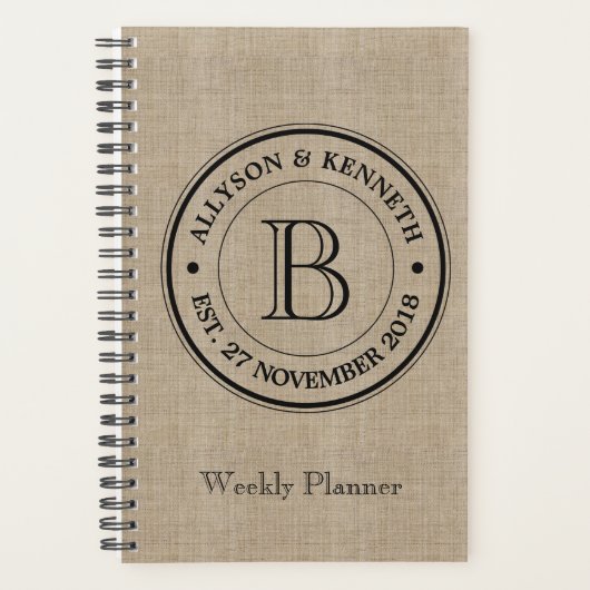 Creëer Uw eigen Jubileum Burlap Planner (Voorkant)