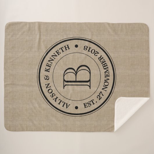 Creëer Uw eigen Jubileum Burlap Sherpa Deken (Voorkant (horizontaal))