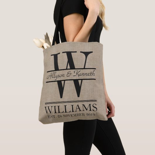 Creëer Uw eigen Jubileum Burlap Tote Bag (Dichtbij)