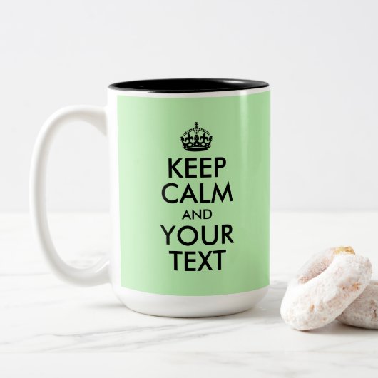 Creëer Uw eigen kalm en Jouw tekst houden Tweekleurige Koffiemok (Met donut)