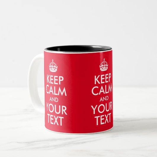 Creëer Uw eigen kalm en Jouw tekst houden Tweekleurige Koffiemok (Voorkant links)
