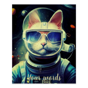 Creëer Uw eigen kat in de ruimte Astronaut Perfect Poster