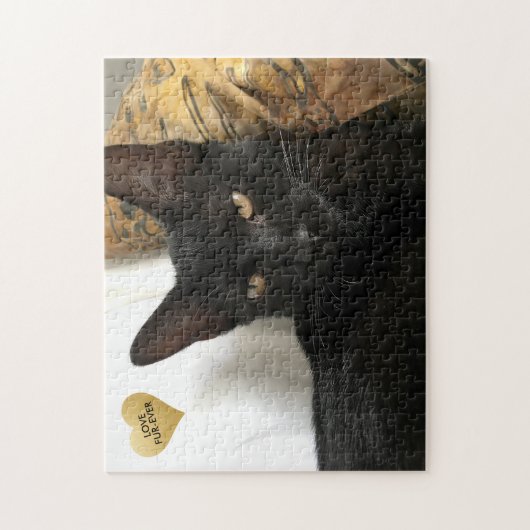 Creëer uw eigen kattenpuzzel met Gold Heart-tekst Legpuzzel (Verticaal)