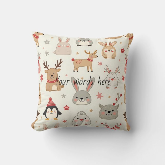 Creëer uw eigen Kawaii kerstdieren Kussen (Voorkant)