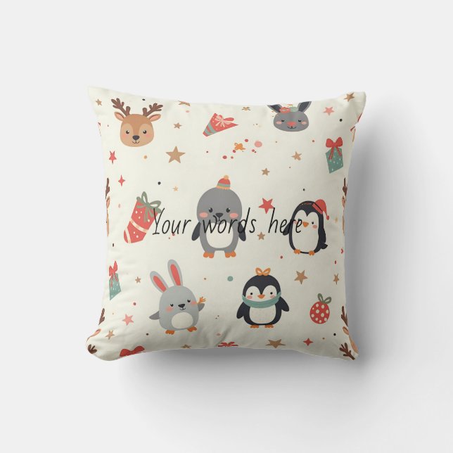 Creëer uw eigen Kawaii kerstdieren Kussen (Voorkant)