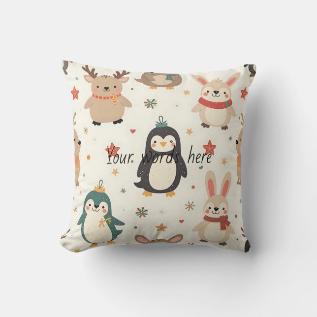 Creëer Uw eigen Kawaii Vrienden Kerstdieren Kussen (Voorkant)
