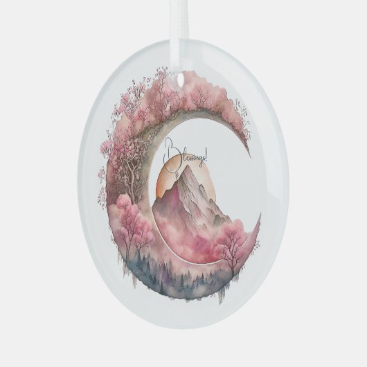 Creëer Uw eigen Kersenbloesemmaanlandschap Glas Ornament (Voorkant links)