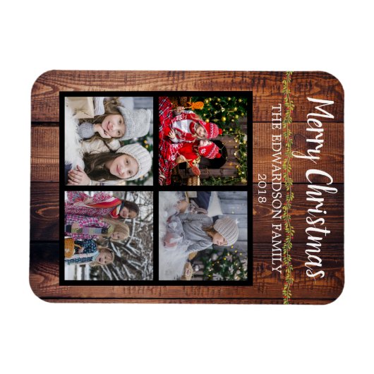 Creëer Uw eigen kerst familie foto collage Magneet (Horizontaal)