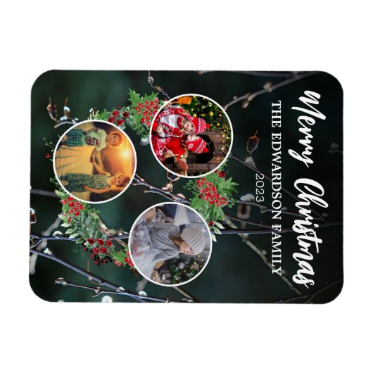 Creëer Uw eigen kerst familie foto collage Magneet (Horizontaal)