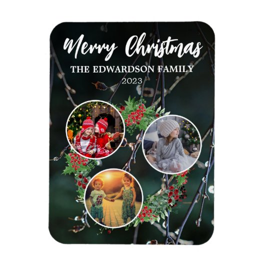 Creëer Uw eigen kerst familie foto collage Magneet (Verticaal)