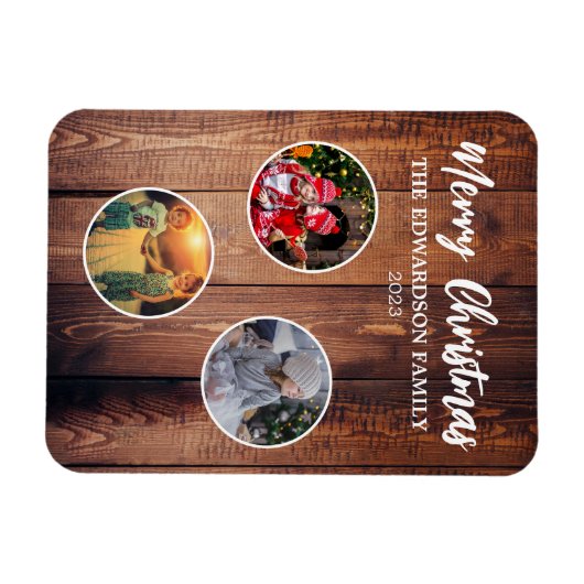 Creëer Uw eigen kerst familie foto collage Magneet (Horizontaal)