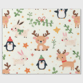 Creëer Uw eigen Kerst Kawaii Critters Cadeaupapier (Vlak)