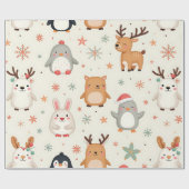 Creëer Uw eigen Kerst Kawaii Dieren Cadeaupapier (Vlak)