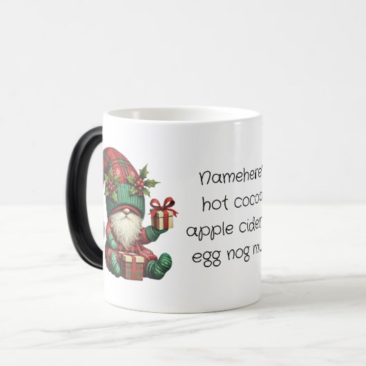 Creëer Uw eigen Kerst Plaid Gnome Pyjama's Magische Mok (Voorkant links)