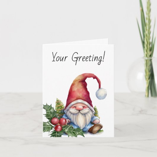 Creëer uw eigen kerstboom kabouter feestdagen kaart (Voorkant)