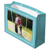 Creëer uw eigen kerstcadeautas met blauw kerstcade groot cadeauzakje (Achterkant Gekanteld)