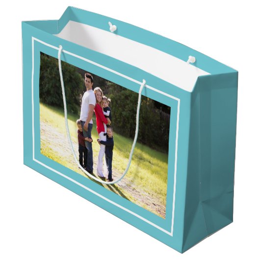 Creëer uw eigen kerstcadeautas met blauw kerstcade groot cadeauzakje (Achterkant Gekanteld)