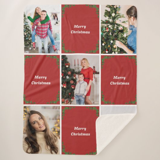 Creëer uw eigen kerstfotocollage sherpa deken (Voorkant)