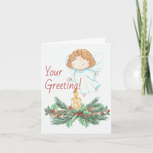 Creëer uw eigen kerstkaarsengel feestdagen kaart (Voorkant)