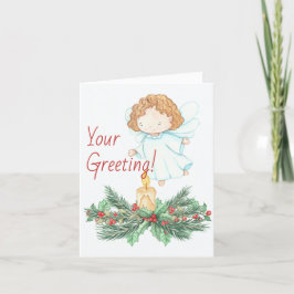 Creëer uw eigen kerstkaarsengel feestdagen kaart