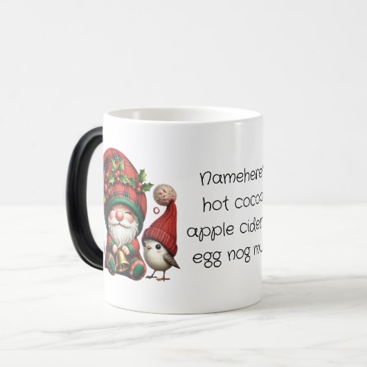 Creëer Uw eigen kerstplaid Gnome & Bird Magische Mok (Voorkant links)