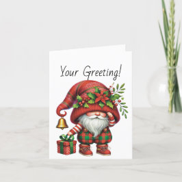 Creëer Uw eigen kerstplaid Gnome Poinsettias Feestdagen Kaart