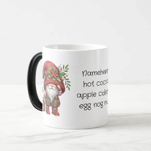 Creëer Uw eigen kerstplaid Gnome Poinsettias Magische Mok (Voorkant links)