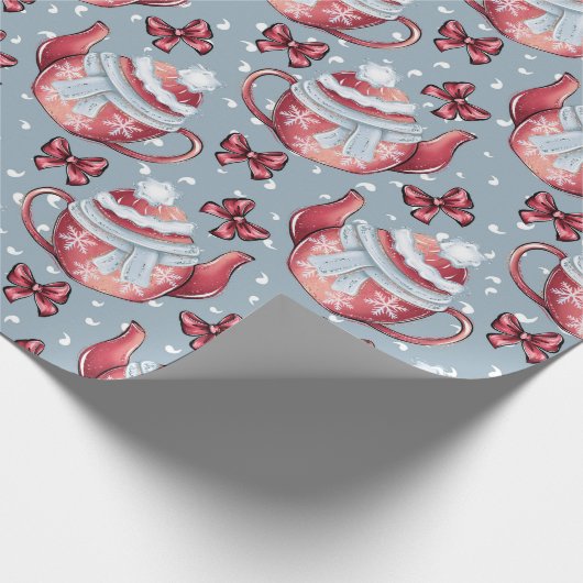 Creëer uw eigen kersttheepotten cadeaupapier (Hoek)