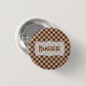 Creëer Uw eigen kerstvakantie Gingham Ronde Button 3,2 Cm (Voorkant /achterkant)