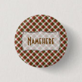 Creëer Uw eigen kerstvakantie Gingham Ronde Button 3,2 Cm (Voorkant)