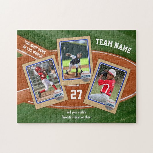 Creëer Uw eigen Kinder Baseball Card Sportcollage Legpuzzel (Horizontaal)