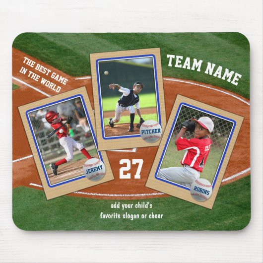 Creëer Uw eigen Kinder Baseball Cards Sportcollage Muismat (Voorkant)