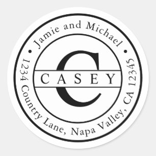 Creëer Uw eigen klassieke monogram retouradres Ronde Sticker