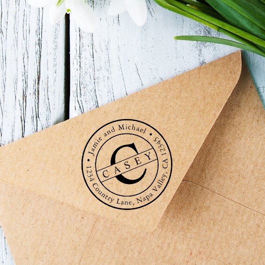 Creëer Uw eigen klassieke monogram retouradres Rubberstempel
